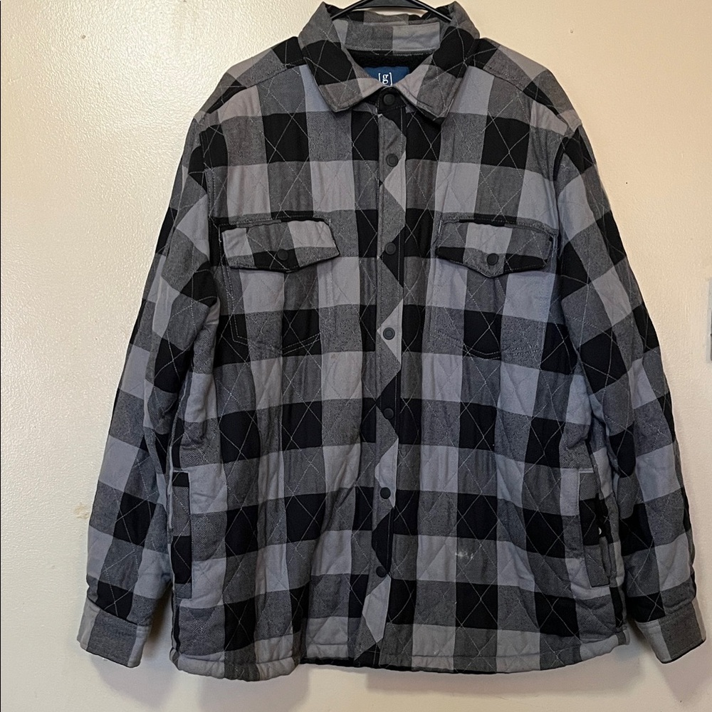 George Black and Gray Plaid Shirt Jacket